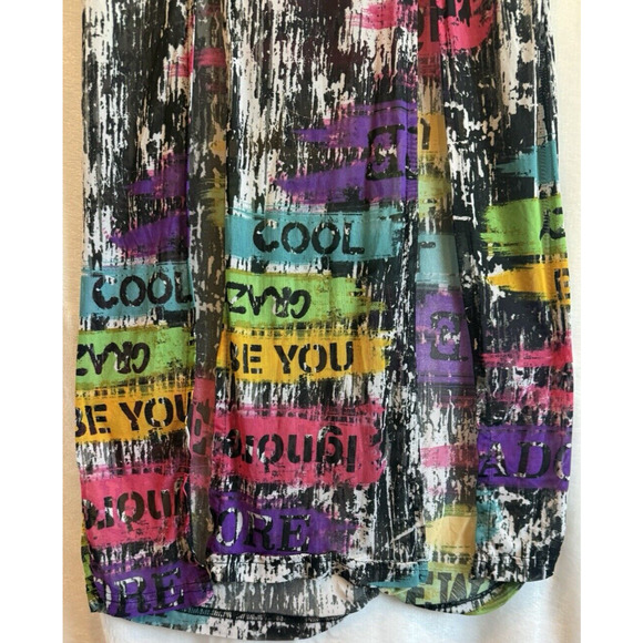 Vintage NYC Womens Y2K Mesh Graffiti Midi Top Size S Club Cyber Art Rave Grunge - Picture 6 of 13
